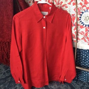 Red linen dress shirt- size S petite